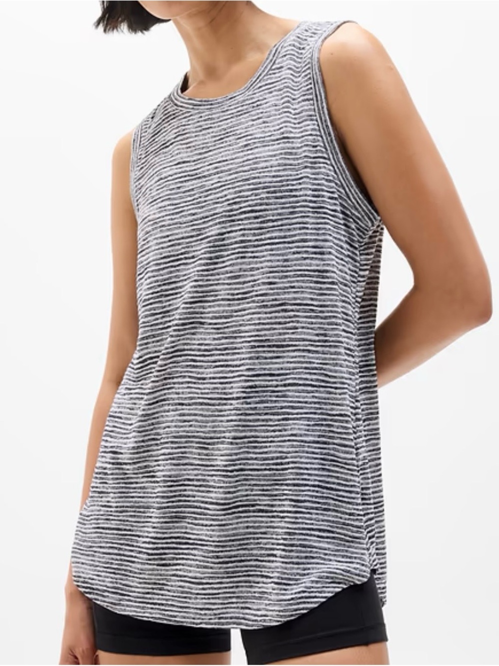 Athleta Breezy Tank - Black/White Striped - Size Small